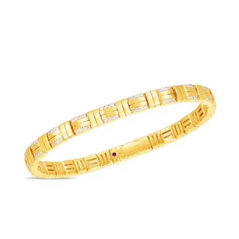 18K GOLD PRIMAVERA DIAMOND ACCENT SNAKE CUFF BANGLE Roberto Coin